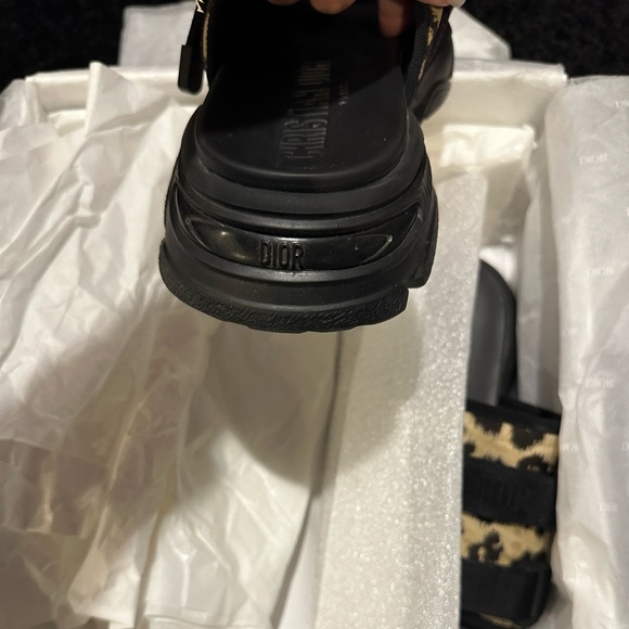 Authentic - CHRISTIAN DIOR Animal Print Grosgrain Trim Slides - Picture 8 of 10